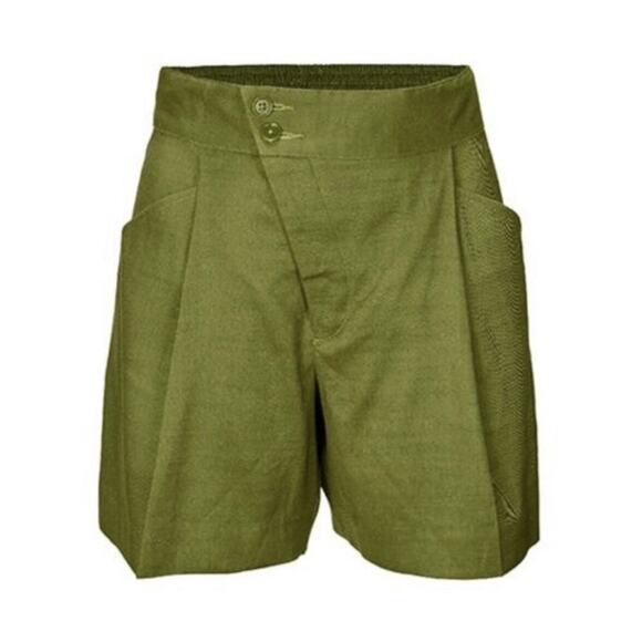 CAbi High Rise Traipse Short Linen Blend Style 6398 in Avocado Green Women Sz. 6 - Picture 1 of 12